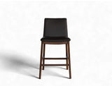 Antonia Solid Wood Counter Stool (Top Grain Leather), Dark Brown