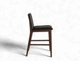 Antonia Solid Wood Counter Stool (Top Grain Leather), Dark Brown