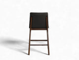 Antonia Solid Wood Counter Stool (Top Grain Leather), Dark Brown