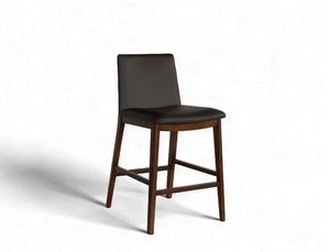 Antonia Solid Wood Counter Stool (Top Grain Leather), Dark Brown